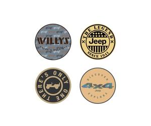 Jeep Adesivo 4 pezzi Willys There's Only One, The Legend, There's Only One 4x4 4 Discover Explore Adesivi rotondi in vinile premium