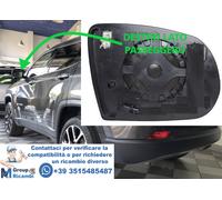 Jeep Compass '17 Specchietto Retrovisore Sinistro Solo Vetro Con Piastra