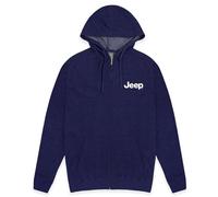 Jeep Felpa con cappuccio in spugna francese con zip intera, colore blu ardesia, leggera, super morbida, unisex con logo ricamato