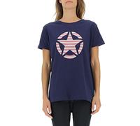 JEEP O102613-A184 T-Shirt Oversize Stampa Star Striped Manica con Risvolto J22WJ Donna Deep Blue S