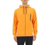 JEEP O102625-O288 XP Felpa con Cappuccio E Zip Stampa Seek&Discovery Verticale Piccola JX22A Uomo Sun Orange/Black XL