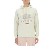JEEP O102919-W497 J Felpa Donna con Cappuccio Sagoma Riccio - Live Free Stampa Grande J23W Donna Birch White L