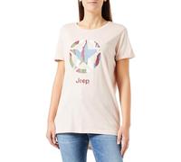 JEEP O102927-P558 T-Shirt Donna Oversize - Stampa Stella Fondo Corteccia Camouflage - Manica con Risvolto J23W Donna Powder Rose XS