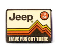 Jeep Spilla da bavero "Have Fun Out There" - Retro Adventure Logo | Smalto cloisonné da 2,5 cm | Made in USA