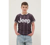 JEEP, T-shirt Sportiva Nera Da Bambino Con Righe Verticali E Logo Jeep, Nero, Taglia: 14-15
