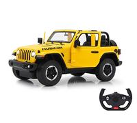 Jamara Jamara-405178 405178 Jeep Wrangler JL 1:14 Giallo 2,4 GHz Porta con Licenza Ufficiale, Fino a 1 Ora, Circa 11 kmh, Dettagli Perfettamente riproducibili, Interno Dettagliato, Luce LED, Colore