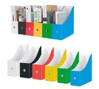 Jeesblsy Porte Revue en Papier Kraft 6 Pièces, Boîte à Revues Fichier Organiseur avec Étiquettes pour Maison Bureau École Dossier Papeterie (Multicolore)