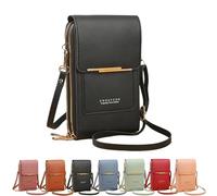 Jeesrt Anti Theft Leather Bag - Touchscreen Crossbody Phone Purse with Adjustable Strap (Black)