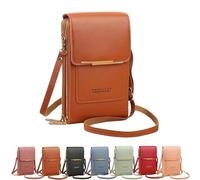 Jeesrt Anti Theft Leather Bag - Touchscreen Crossbody Phone Purse with Adjustable Strap (Brown)