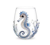 Jeesrt Artisanal Blue Ringed Octopus Glassware, 3D Octopuses Stemless Wine Glasses, Coastal Home Bar Accessories, Unique Ocean Lover Gift (1 (3D))