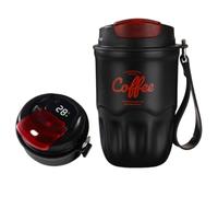 Jeesrt Coffee Vacuum Flask, Portable Coffee Cup with Lid & Handle, Suitable for Both Hot and Cold Drinks, Intelligent Temperature Display, Travel Mug Home Office Outdoor Camping Daily Use (Black,1)