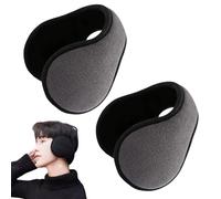 Jeesrt Ear Muffs for Winter, Foldable Fleece Ear Warmers Ideal for Skiing & Cold Weather, Behind-The-Head Design (Gray,One size)