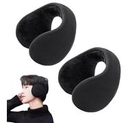Jeesrt Ear Muffs for Winter, Foldable Fleece Ear Warmers Ideal for Skiing & Cold Weather, Behind-The-Head Design (Black,One size)