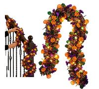 Jeesrt Halloween Garland Shiny Tinsel Pumpkin Bat Decor for Parties (5.7M+40LED,Type 1)