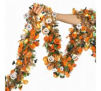 Jeesrt Halloween Garland Shiny Tinsel Pumpkin Bat Decor for Parties (5.7M+40LED,Type 3)
