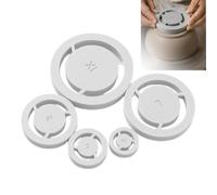 Jeesrt Pottery Foot Ring Tool Set, 5 Pack Clay Base Aligner for Ceramics, Foot Ring Template Tool for Pottery Bowls And Cups DIY Projects (White)