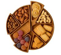 Jeesrt Puzzle Serving Tray Wood - with 8 Removable Compartments - Funny Divided Serving Platter, Decorative Wooden Tray for Coffee Table, Party, Home, Kitchen (25 * 25 * 3CM)