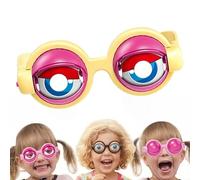 Jeesrt Winking Glasses, Kinetic Crazy Eyes Glasses with Manual Blink Action for Performances (Yellow)