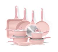 JEETEE Essential Batteria di Pentole 23 Pezzi, Rivestimento Granito-Antiaderente, Set Completo per La Cucina, Set Padelle Antiaderenti per Tutti i Piani Cottura, Pink