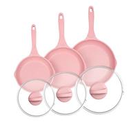 JEETEE Pentole Induzione 20cm/24cm/28cm 6pcs Con Coperchio, Granito Padella Antiaderente Rivestimento,Ghisa di Alluminio,Maniglia in bachelite,Compatibile Tutti Fornelli y Induzione,Senza PFOA,Pink