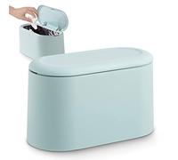 JEEZAO Mini Cestino da Scrivania, Bidone Spazzatura con Coperchio a Molla a Spinta per Cucina Camera Bagno,Contenitore per Alimenti per Animali Domestici (Azzurro)