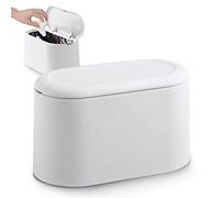 JEEZAO Mini Cestino da Scrivania, Bidone Spazzatura con Coperchio a Molla a Spinta per Cucina Camera Bagno,Contenitore per Alimenti per Animali Domestici