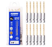 JEFE HEX Punte per trapano con codolo esagonale da 1/8", 12 punte per trapano HSS in titanio con gambo a cambio rapido, set di punte elicoidali