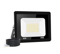 Jefedana Faretto led 50W 3000K Bianco Caldo Fari LED Esterno 5000LM Faretto led da Esterno IP66 Impermeabile Super Luminosa Faro led Luce di Sicurezza Lampada per Giardino, Cortile, Garage, Corridoio