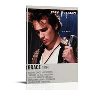 Jeff Buckley - Poster su tela con album Grace, decorazione artistica da parete, poster artistico moderno, per soggiorno, 50 x 75 cm, con cornice