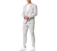 JEFF Uomini JFLeo Set 2-Piece Suit Jacket Pants | Completo Elastico vestibilità Regolare Grey Check 52