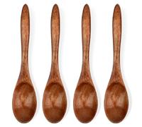 Jeffdad 4 Piccoli Cucchiai in Legno, 15,9 cm, per Tè, Caffè e Condimenti - Mini Cucchiai da Portata per Mangiare (4)