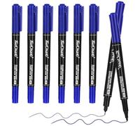 Jeffdad 6 pennarelli indelebili a vernice blu, a doppia punta, a base d'acqua, punta extra fine da 0,5/1,0 mm, pennarelli acrilici ad asciugatura rapida (blu)
