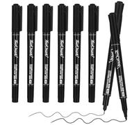 Jeffdad 6 pennarelli permanenti fini, 0,5/1,0 mm, a doppia punta, colore nero, impermeabili, con punta fine, pennarello permanente sottile, per vetro, pietra, legno, ceramica, disegno (nero)