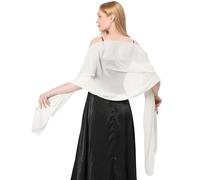 Jeffdad Scialli e involucri per abiti da sera, chiffon da donna, eleganti, morbidi, setosi, scialli per feste nuziali, Bianco sporco, 200cm/78.74inch