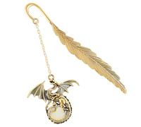 Jeffdad Segnalibro vintage fosforescente al buio Segnalibro fosforescente al buio con ciondolo a forma di drago volante 3D, regalo per gli amanti dei libri (Drago d'oro)