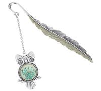 Jeffdad Segnalibro vintage fosforescente in metallo segnalibro vintage fosforescente con ciondolo gufo 3D per gli amanti dei libri uomini donne (gufo d'argento)