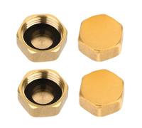 Jeffdad Tappi ciechi da 1/2", filettatura interna, 4 pezzi, tappo in ottone, tappi terminali a esagono incassato, rubinetto sanitario, tappo di chiusura 1/2", con guarnizioni in gomma, tappi ciechi