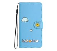 Jeffene Coque portefeuille pour iPhone 17(6,3"),Étui à Rabat Housse en cuir ,Chat Pochette Carte Magnetique de Protection Cover Case antichoc pour iPhone 17,Bleu