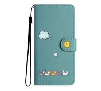 Jeffene Coque portefeuille pour iPhone 17(6,3"),Étui à Rabat Housse en cuir de cuir Chat Pochette Carte Magnetique de Protection Cover Case antichoc pour iPhone 17, Vert