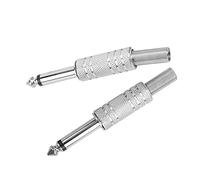 Jeffergarden 2 Pezzi Adattatore Audio da 6,35 Mm Accoppiatore Maschio Connettore Jack Dritto con Terminali a Saldare Pressacavo per Sostituzione Altoparlante Auricolare per Chitarra (Mono)