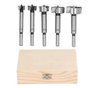 Jeffergarden 5 Pezzi Set Punta Forstner, 15-35mm Acciaio Al Carbonio Ad | Kit taglierina per fori per legno, design a dente di seghettato, rimozione rapida dei trucioli, conservazione in scatola