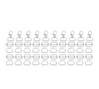 Jeffergarden Anelli a Catena Chiave da 50 Pcs Impostato un Gancio di Aragosta Girevole con D Staccatura in Lega di Zinco Anello D per la Borsa