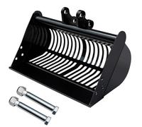 Jeffergarden Attacco per Vagliatura 23,6 Pollici per Mini Benna Setaccio per Escavatore 600 Mm per Applicazioni di Separazione e Filtrazione di Rocce e Sabbia del Suolo