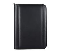 Jeffergarden Black PU Leather A5 Binder del Portfolio con Calcolatrice Slot di Biglietti Visita Organizzatore per Documenti con Cerniera per Cacciatori di Lavoro