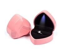 Jeffergarden Canna Ad Anello a LED a Forma di Cuore Illumina la per Gioielli di Fidanzamento con Rivestimento in Velluto per Proposte e Occasioni Speciali (Pink)