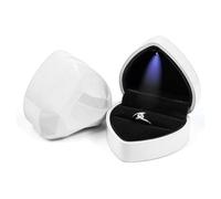 Jeffergarden Canna Ad Anello a LED a Forma di Cuore Illumina la per Gioielli di Fidanzamento con Rivestimento in Velluto per Proposte e Occasioni Speciali (White)