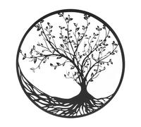 Jeffergarden Decorazione murale albero della vita in metallo, 30 cm, finitura nera opaca, per interno ed esterno, design moderno