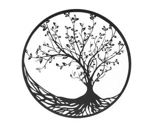 Jeffergarden Decorazione murale albero della vita in metallo, 30 cm, finitura nera opaca, per interno ed esterno, design moderno