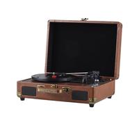 Jeffergarden Giradischi retrò con Wireless, 33, 45 e 78 Giri, per Riproduzione USB, Scheda SD, Altoparlanti Integrati, Porta 3,5 mm. (BROWN)