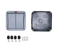 Jeffergarden Interruttore della Luce Esterna 2 Gang 2 Vie Doppio Interruttore 20A Resistente Alle Intemperie IP66 Elettrico Esterno Resistente All'acqua con Indicatore Luminoso